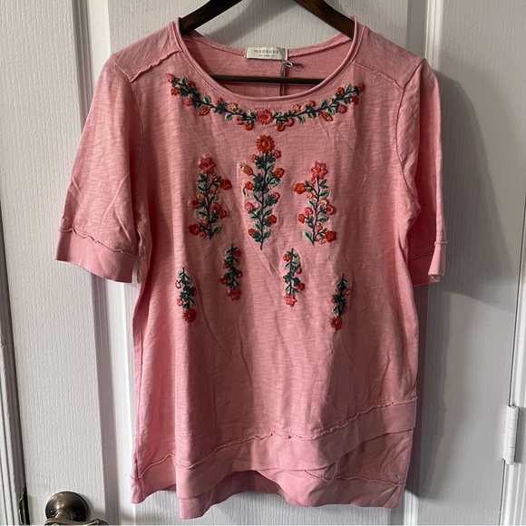 Mododoc Floral Embroidered Pink Shirt - Picture 1 of 9